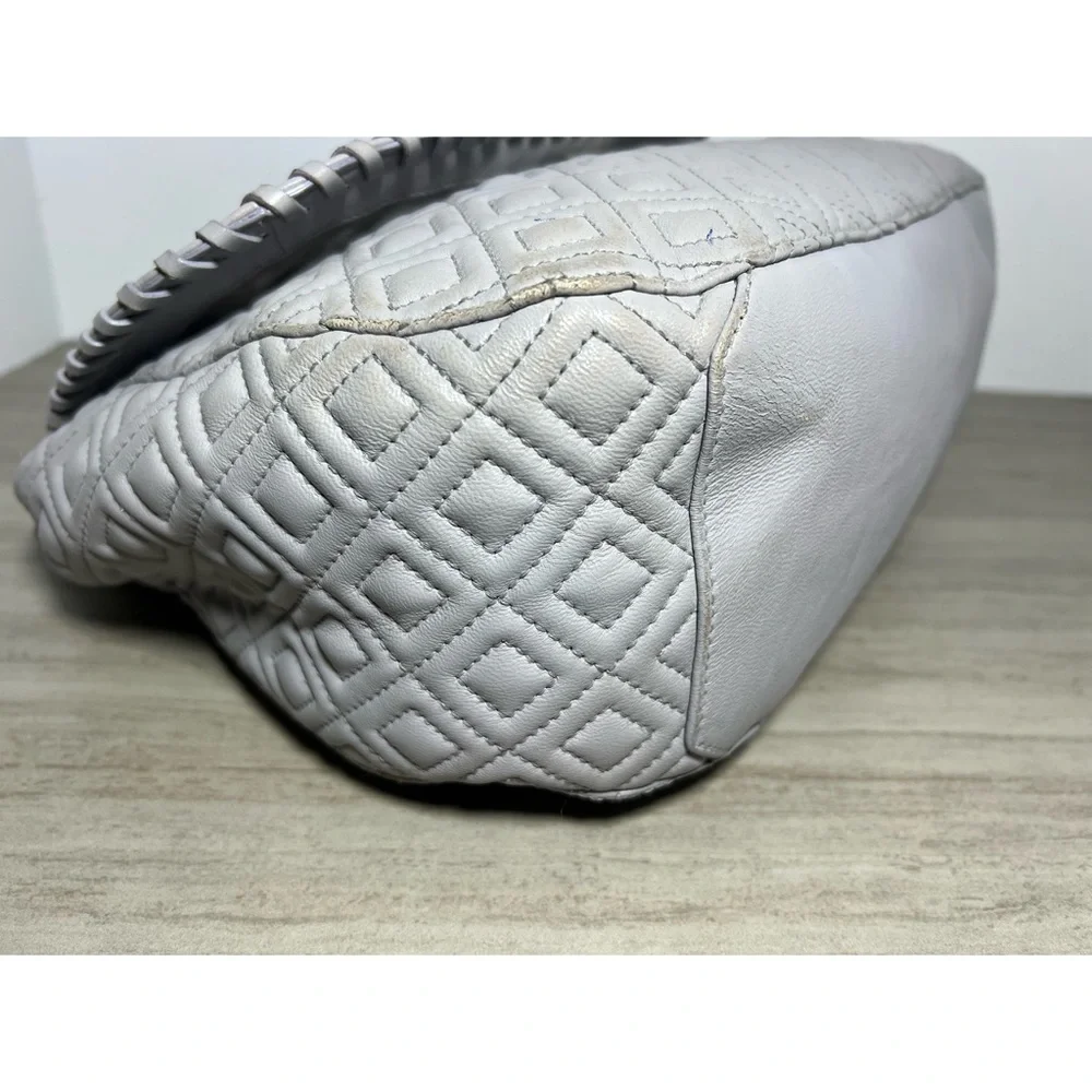 Tory Burch Marion Saddle Mercury Quilted Leather Shoulder Bag